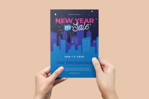2020年新年促销活动传单设计模板 New Year Sale Flyer