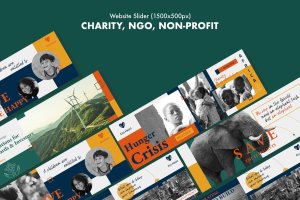 慈善机构/非政府组织/非营利网站焦点广告设计模板 Charity, NGO, Non-Profit Website Slider