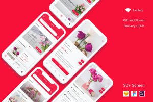 礼品&鲜花预订服务APP应用UI设计套件 Zambak – Gift and Flower Delivery App UI Kit