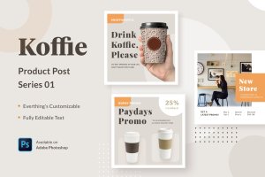 高端咖啡品牌广告设计PSD模板v01 Koffie Product – Series 01