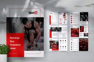 健身体育运动俱乐部宣传画册排版设计模板 SPORTE Sport Fitness & Gym Brochure