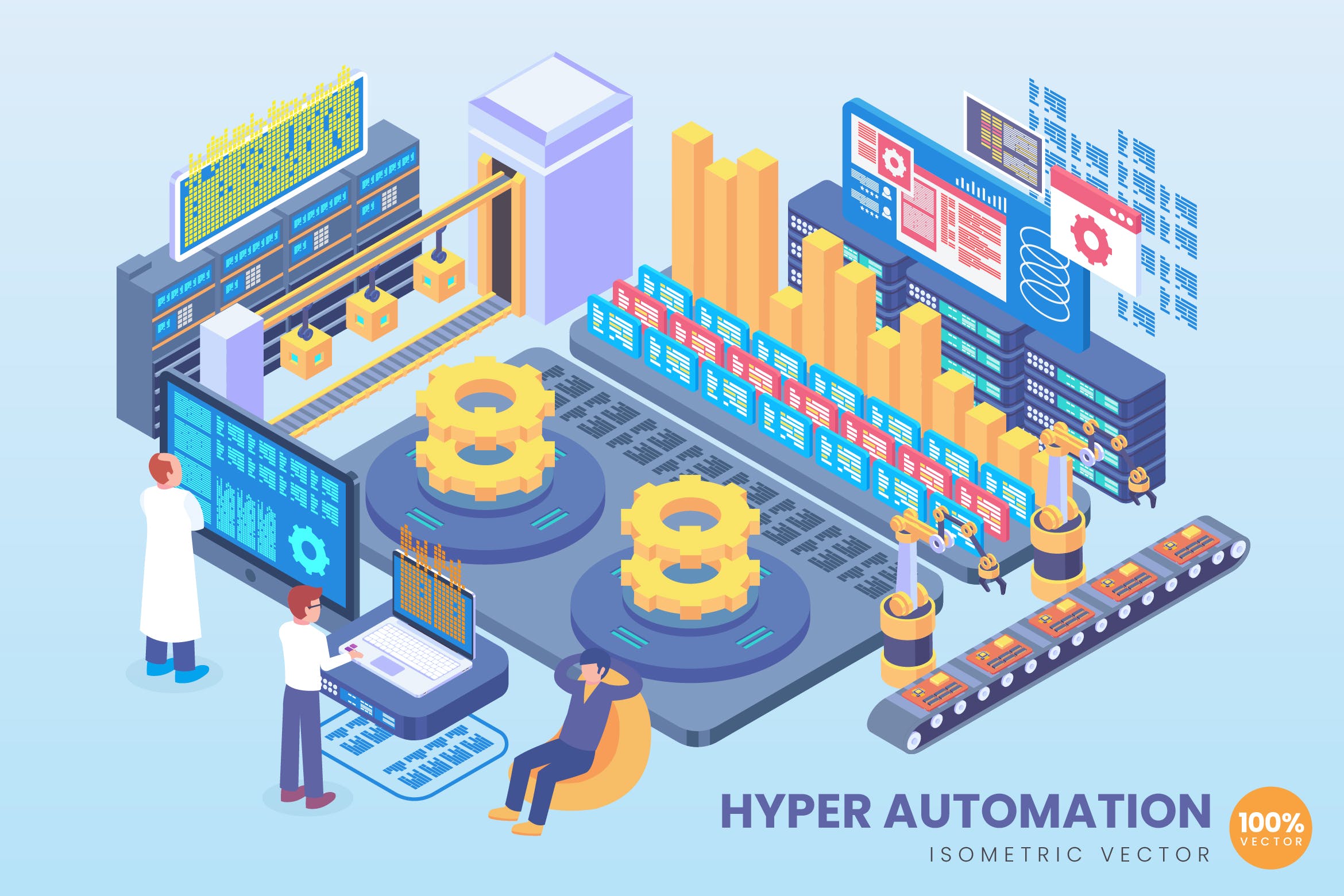 Hyper graphics. Автоматизация производства. Гипер автоматизация. Автоматизация иллюстрация. Автоматизация производства фон.