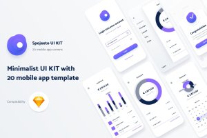 极简主义设计风格APP应用UI设计套件v1 Spojeeto Mobile App UI Kit