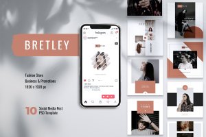 10款Instagram&Facebook社交平台时尚品牌贴图设计模板 BRETLEY Fashion Store Instagram & Facebook Post
