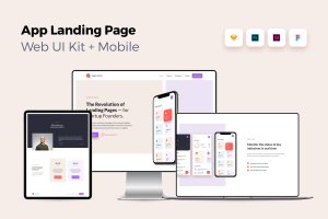 iOS端APP应用产品网站着陆页设计套件v2 iOS App Landing Page – Web UI Kit + Mobile – 2