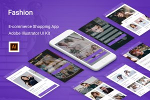 时尚服饰电商APP应用UI设计套件 Fashion – Ecommerce Shopping App Adobe Illustrator