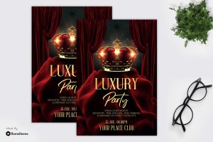 高端奢华俱乐部派对活动传单设计模板 Luxury Vip Party – Flyer MR
