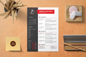 两列式排版风格个人简历&介绍信设计模板 CV Resume