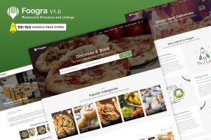 餐厅目录和列表网站HTML5模板 Foogra – Restaurants Directory & Listings Template
