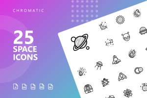 25枚Chromatic设计风格太空探索主题矢量图标 Space Chromatic Icons