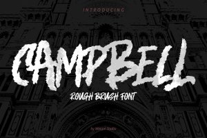 撕纸风格干笔刷英文艺术字体 Campbell – Rough Brush Font