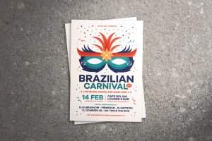 巴西狂欢节传单/海报设计模板 Brazilian Carnival Flyer