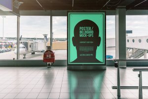 机场顾客通道海报/广告牌样机模板#3 Poster / Billboard Mock-ups – Airport Edition #3