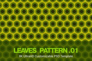 8K超高分辨率抽象树叶四方连续图案无缝背景素材v01 8K UltraHD Seamless Leaves Pattern Background