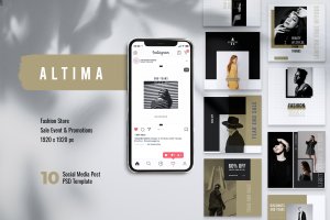 经典大气时装店Instagram＆脸书帖子营销模板包 ALTIMA Fashion Store Instagram & Facebook Post