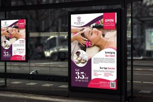 美容SPA会所公交站地铁站海报设计模板 Tulipani Spa – Promotion Poster RB