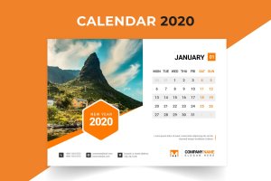 2020年企业定制设计日历表设计模板 2020 Desk Calendar Design