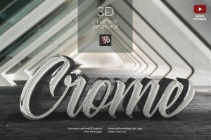 3D金属铬字体特效生成PS动作 3D Chrome Generator