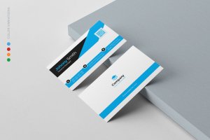 四色标准企业二维码名片设计模板 Business Card