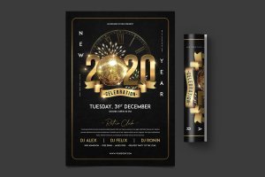 酒吧夜场2020年倒计时特别活动海报传单模板 New Year Party Flyer