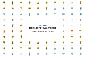 树木几何图形图标矢量设计模板 Geometrical Trees Icon Template