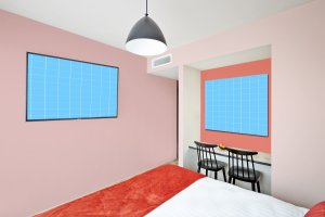 酒店房间装饰画框样机模板v01 Hotel-Room-01-Mockup