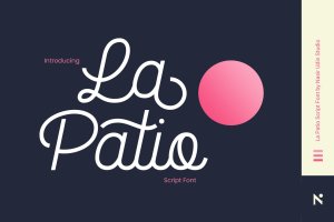 户外露天概念餐厅标识英文单线字体 La Patio Script