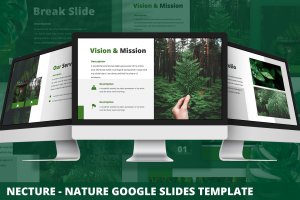 自然绿色森林保护宣传Google幻灯片模板  Nectura – Nature Google Slides Template