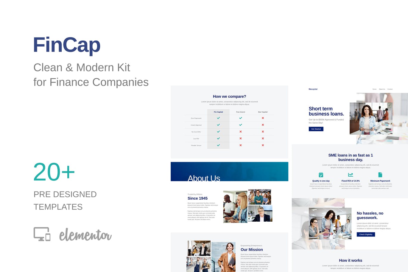 极简现代风精英金融财务WordPress模板工具包 FinCap – Finance Template Kit