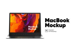 Macbook笔记本电脑屏幕演示前视图样机模板 MacBook Mockup front view