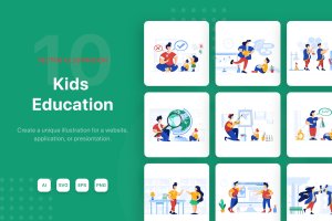 儿童教育主题矢量插画设计素材包 Kids Education Illustration Pack
