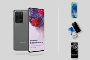 三星智能手机Galaxy S20 Ultra屏幕预览样机模板 Samsung Galaxy S20 Ultra Mockup 1.0