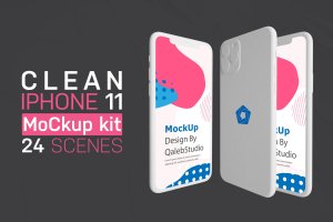 简约设计风格iPhone 11手机样机套件 Clean iPhone 11 Kit