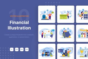 金融财务主题矢量插画设计素材包 Financial Illustrations Pack