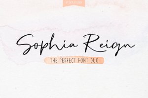 英文钢笔签名字体&大写字母正楷字体二重奏 Sophia Reign signature font duo