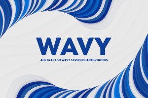 抽象三维3D波浪条纹高清背景图素材 Abstract 3D Wavy Striped Backgrounds
