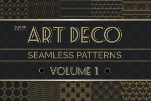 复古装饰艺术四方连续图案素材v1 Art Deco Seamless Patterns Vol 1
