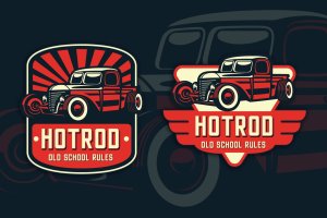老爷车经典Logo徽章设计模板 Hotrod Classic Badge Logo Template