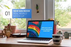 全新MacBook 13舒适家 真实世界样机 New MacBook 13 Cozy Home Real World Mock-up