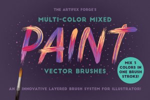 多彩混合油漆AI笔刷 Multi-color, Mixed Paint Brushes