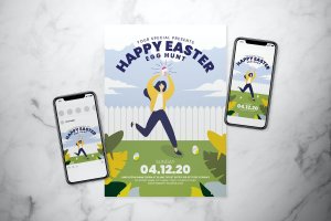 复活节快乐节日庆祝活动传单设计模板 Happy Easter Flyer Set