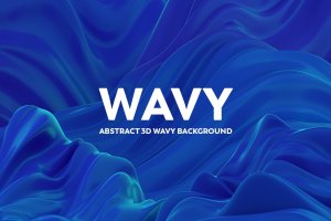 蓝色3D抽象波浪背景 Abstract 3D Wavy Backgrounds – Blue Color