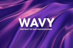 抽象的3D波浪背景-蓝色和紫色 Abstract 3D Wavy Background – Blue & Purple