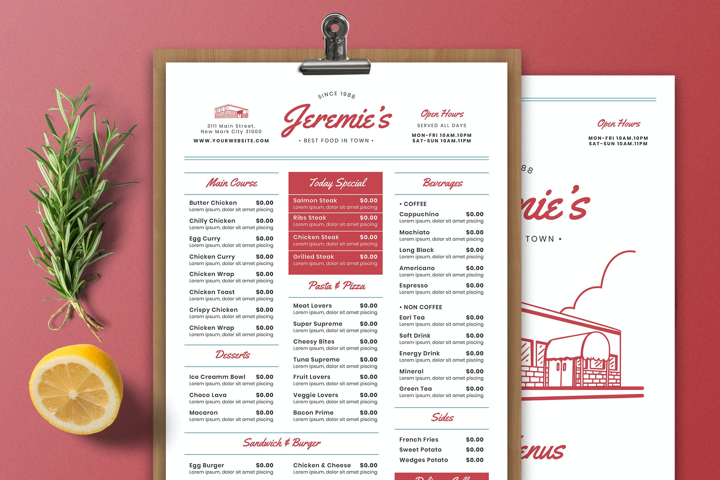 欧美复古设计风格西餐厅菜单模板vintagefoodmenu