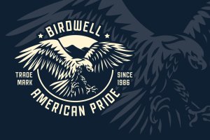 复古风格老鹰Logo徽章设计模板 Eagle Vintage Badge Logo Template