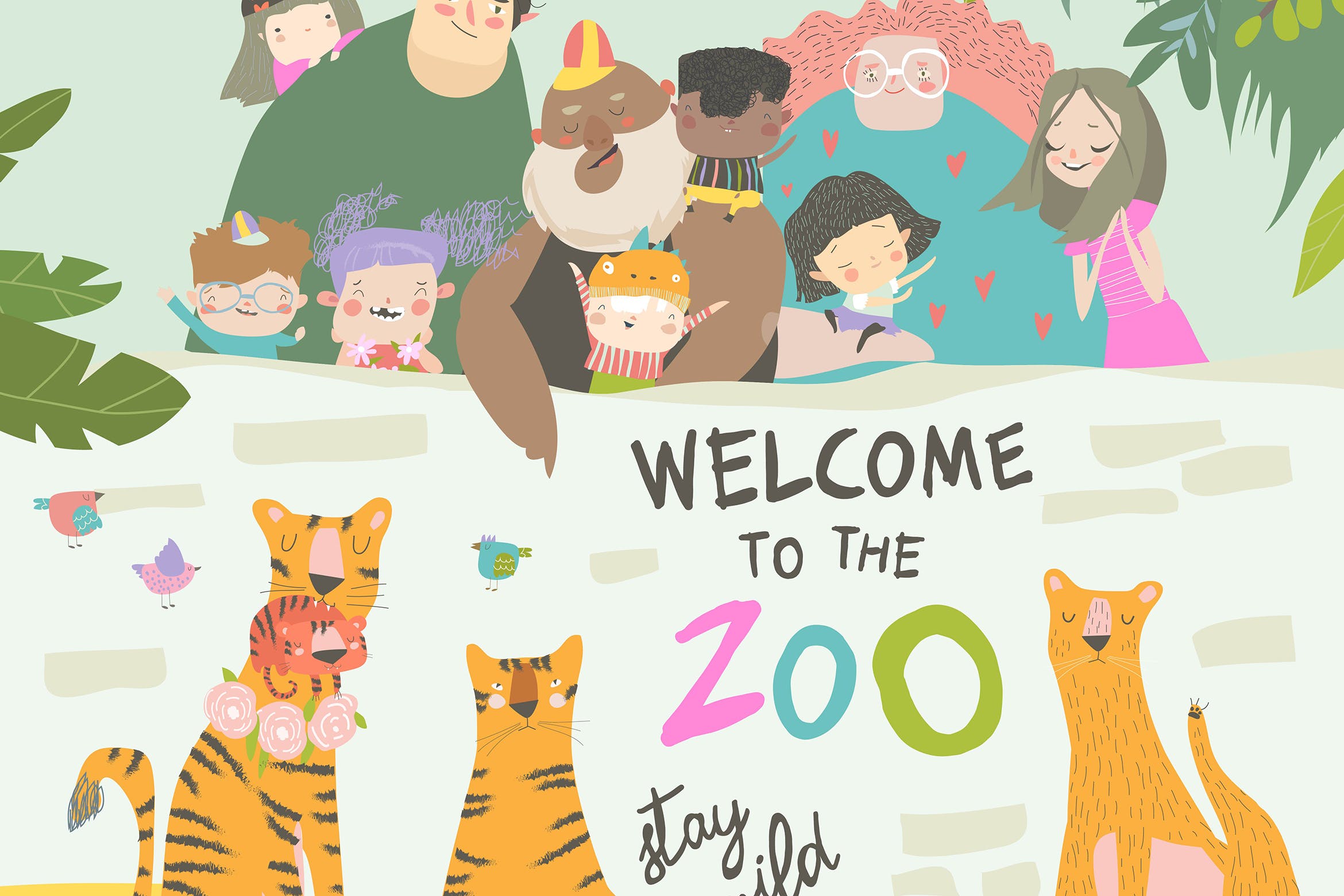 动物园可爱卡通手绘儿童插画_完美办公