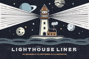 创意手绘线条AI笔刷 Lighthouse Liner Illustrator Brushes