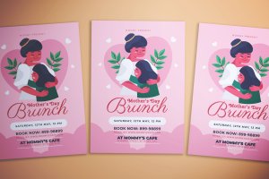 母亲节免费用餐活动传单设计模板 Mother’s Day Brunch Flyer