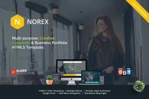 创意机构初创公司单页网站HTML5响应式模板 Norex – One Page Parallax