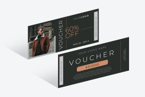 时尚男装服装店促销折扣优惠券设计模板 Gift Voucher Template